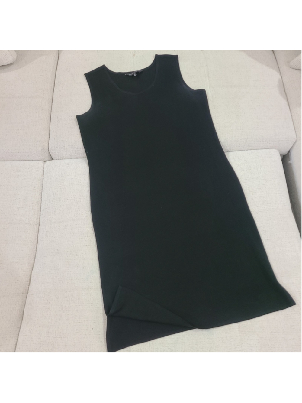 Ming Wang Black Tank Sheath Shift Sleeveless Knit Dress Womens Large Midi